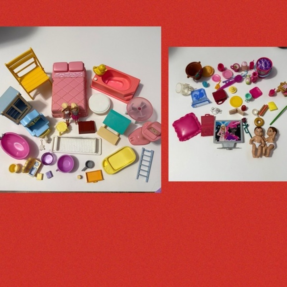 Barbie Furniture and Accessories Lot with Dolls Bed‎ Bathtub Kitchen Computer TV